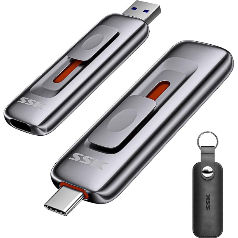 SSK 2 TB USB atmintinė iki 1000 MB/s, USB 3.2 Gen2 SSD atmintinė su 