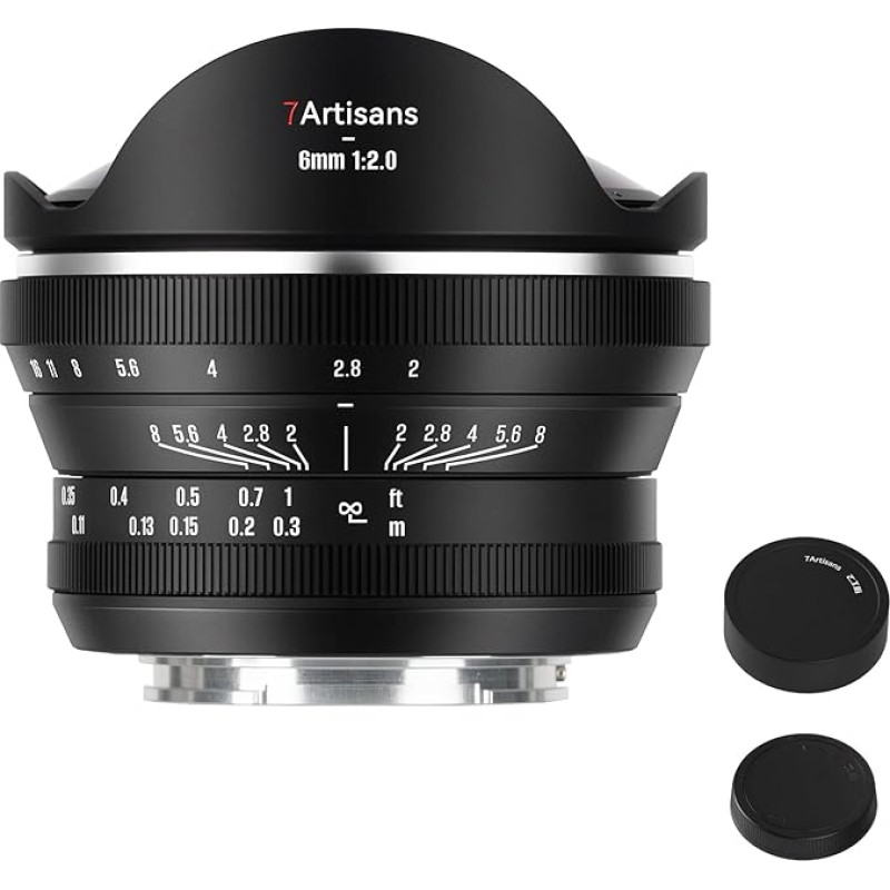 7artisans 6mm F2.0 Fisheye Fotoaparato objektyvas APS-C Rankinis fokusavimas Labai plataus kampo didelė diafragma Suderinamas su Fujifilm X-A1 X-A10 X-T1 X-T3 X-T10 X-Pro1 X-Pro2 fotoaparatu