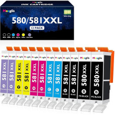 PGI-580 CLI-581 XXL spausdintuvo kasetės, suderinamos su Canon 580XXL 581XXL, skirtos Pixma TS8350 TS8351 TS8150 TS8151 TS8251 TS8250 TS8252 (2 PGBK, 2 juodos, 2 geltonos, 2 geltonos, 2 žydros, 2 purpurinės, 2 fotomėlynos )