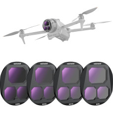 NEEWER ND filtrų rinkinys, suderinamas su DJI Mavic 4 Pro (ND8/ND16/ND32/ND64), 4 vnt., daugiasluoksnis optinis stiklo filtras pilkos spalvos dronų fotoaparatų objektyvams su magnetine laikymo dėžute FL-C44