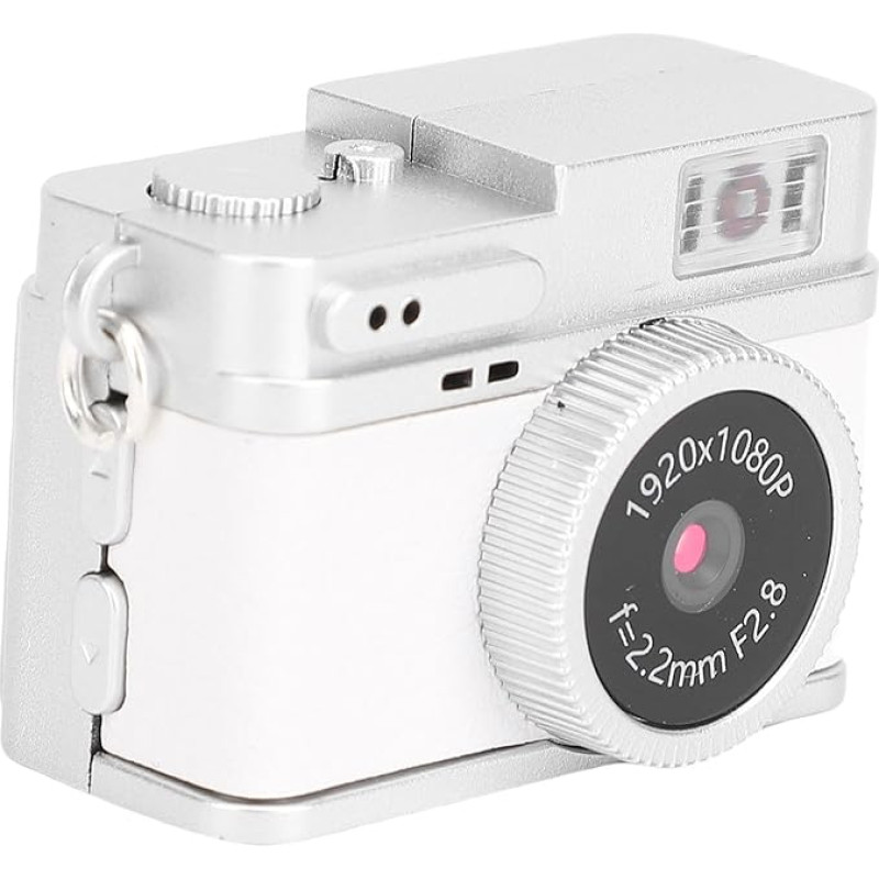 Dpofirs Mini raktų pakabukas fotoaparatas, 1080p HD mini retro skaitmeninis fotoaparatas su blykste, 180 mAh akumuliatoriumi, vaizdo įrašymo įrenginys kelionėms (baltas)