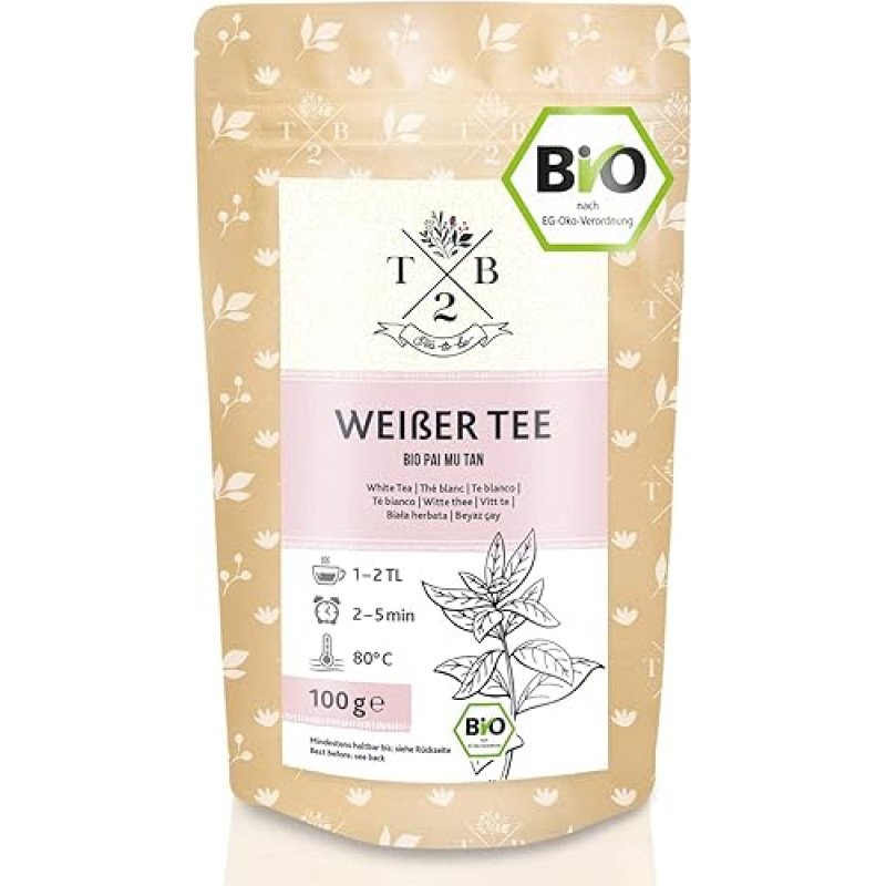 Ekologiška baltoji arbata - Pai Mu Tan Tea Loose 100g - minkšta, kvapni ir aromatinga. (apie 40 puodelių). T2B