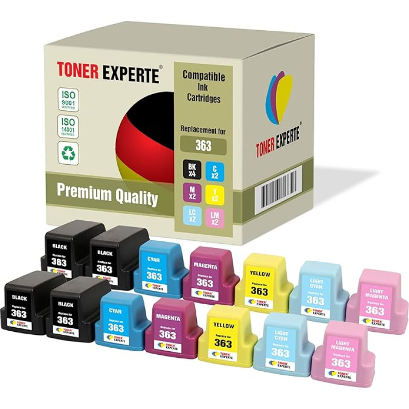 TONER EXPERTE 14 XL spausdintuvo kasetės, suderinamos su 363 Photosmart C5180, C6150, C6180, C6280, C7180, C7280, C8180, 3110, 3210, 3310, 8250, D6160, D7160, D7260, D7460 , 3210xi