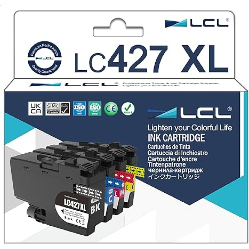 LCL LC-427 didelės talpos rašalo kasetė suderinama su Brother LC-427 LC-427 LC-427XL LC-427XL LC427XL suderinama su Brother MFC-J5955DW MFC-J6955DW MFC-J6955DW MFC-J6957DW MFC-J6959DW HL-J6010DW (4 vnt.)