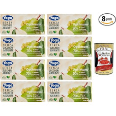 8 x Yoga Succhi di Frutta Optimum Pera, Pear Fruit Juices, No Added Sugar, Alcohol-Free Soft Drink 3 x 200 ml + Italian Gourmet Polpa di Pomodoro 400 g Tin