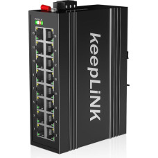 16-Port Industrial Gigabit Switch, Hardened Ethernet DIN Rail Switch, Unmanaged IP40, Operating Temperature Range from -30° - 75°C