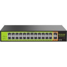 POE jungiklis su 24 POE prievadais + 2 Gigabit Uplink 802.3af/at PoE+ 100Mbps 400W įmontuotu maitinimu, nevaldomas, išplečiamas iki 250 m, skirtas CCTV kamerų sistemai AP IP telefonas