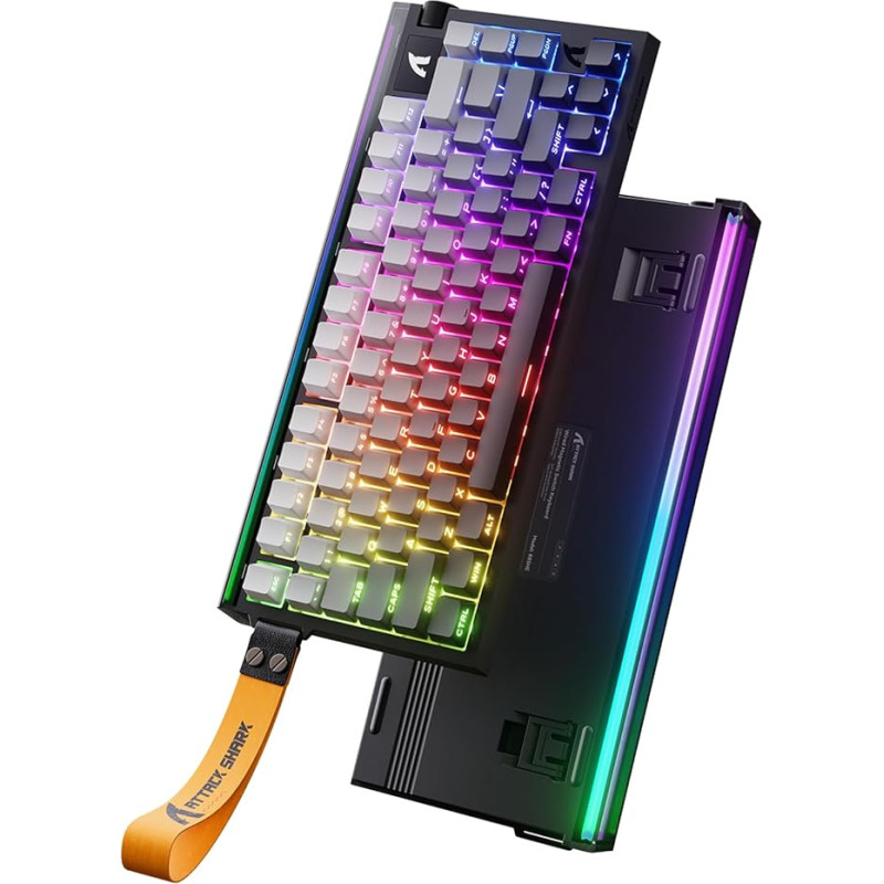 MAMBASNAKE x Attack Shark R85HE 75% Laidinė magnetinio perjungimo klaviatūra, 8000 Hz mėginių dažnis, greitas suveikimas, 0,005 mm RT tikslumas, 0,08 ms vėlinimas, RGB apšvietimas (pilka)