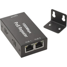 2 prievadų Gigabit PoE ilgintuvas, IEEE802.3af/at (30 W) PoE kartotuvas su 1000 Mbps, išplečia maitinimą ir duomenų perdavimą papildomu 100 m atstumu, 1 įvesties ir 2 išvesties POE skirstytuvas IP kamerai / PoE įrenginiui