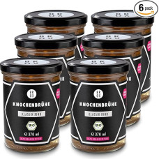 BROX Bone Broth Beef Organic [6 x 370 ml] - 24 Hours Cooked, Germany - Collagen & Amino Acids - Beef Broth from Pasture Farm - Premium Bone Broth