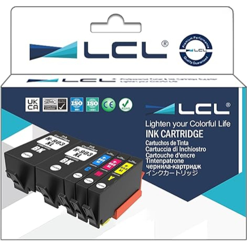 LCL 903 903XL 3HZ51AE T6M15AE T6M03AE T6M07AE T6M11AE suderinama rašalo kasetė, skirta HP Officejet Pro 6860 6868 6950 6951 6960 6960 6970 6975 6978 All-in-One (2Black Cyan Cyan Magenta Magenta)