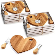 Mini mėsainių rinkinys, herzförmiger Käseteller aus Holz mit 2 Streuern, Brautparty, Dankeschön, Geschenke für Gäste, Hochzeit, Babyparty, Preis (Akazienholz, 10 Set)