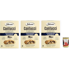 Falcone Cantucci al Cioccolato, Almond Pastry with Chocolate Chips, Biscuits with Chocolate from Italy, Total Pastries, 3 x 200 g + Italian Gourmet Polpa 400 g