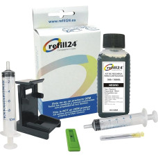 refill24 Suderinamas HP 300 / 300XL juodos spalvos rašalo kasečių pildymo rinkinys su 100 ml rašalo priedais, skirtas 
