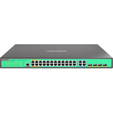 LINOVISION 24 Ports L2 Managed PoE++ Switch, Full Gigabit, Integrated 370 W Power Supply with 4 x BT 90 W and 20 x AT 30 W Ports, Enough for All IEEE802.3af/at/bt Devices, Supports QoS, VLAN, IGMP