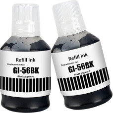 GI-56 GI56 GI56 rašalas, suderinamas su Canon GI56 GI-56 MAXIFY GX7050 GX4050 GX6550 GX6050 GX3050 GX5050 GX5550 GX6150 GX7150 spausdintuvu 2 juodos spalvos pakuotės (juoda x 2)