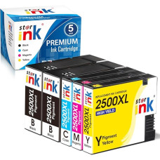 Starink PGI 2500xl spausdintuvo kasetės, suderinamos su Canon 2500 XL daugiapakuote, skirta Mb5150 kasetėms, MB5450 MB5455 iB4150 MB5155 iB4050 MB5050 MB5350, juoda, žydra, purpurinė, geltona, 5 vnt.