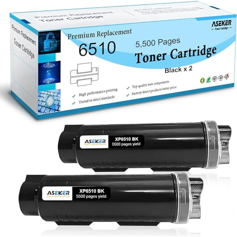 Kompatibler Tonerkartusche für Xerox Phaser 6510 6510DN 6510DNI 6510DNM 6510DNM 6510N, WorkCentre 6515 6515DN 6515DNI 6515DNM 6515DNM 6515N Drucker, Hohe Ausbeute 5500 Seiten ( Schwarz x 2 )