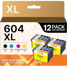 Coloran 604XL spausdintuvo kasetės, suderinamos su 604 kasetėmis 604XL, skirtomis XP-2205, skirtomis XP-3200 XP-2200 XP-3205 XP-4200 XP-4205 WF-2910 WF-2930 WF-2935 WF-2950 (12 vnt.)