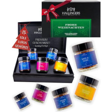 Hallingers Genuss Manufaktur Grilio prieskonių dovanų rinkinys Kalėdos - 5 aukščiausios kokybės prieskoniai kepsniams ir griliui elegantiškoje dovanų dėžutėje, prieskonių rinkinys 
