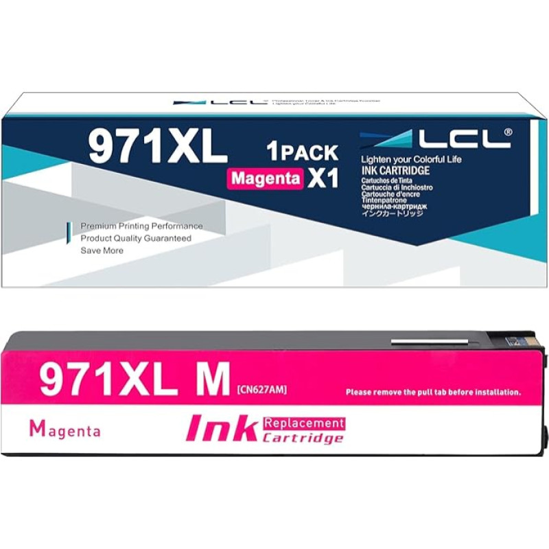 LCL suderinama rašalo kasetė 971XL 971 XL CN623AE CN627AE didelio našumo (1 purpurinės spalvos), suderinama su HP Officejet Pro X451DN X451DW X476DN X476DW X551DW X576DW X576dn MFP