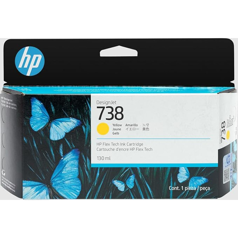 HP 738 130 ml geltonos spalvos DesignJet rašalo kasetė 1 vnt.