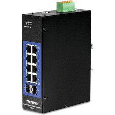 TRENDnet, TI-G102i, 10-Port Managed DIN Rail L2 Industrial Gigabit Switch, 8 x Gigabit, 2 SFP Slots, DIN Rail Mount, IP30, Vlan, Qos, Lacp, STP/Rstp, Bandwidth Management