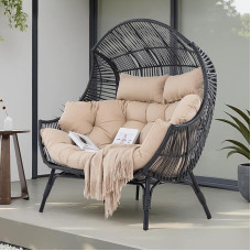 IRONCK Double Egg Lauko fotelis, 2 asmenų krepšys, poilsio kėdės su ypač storomis pagalvėlėmis ir galvos atlošais, 700 svarų apkrovos talpa, poilsio kėdė svetainei, terasai, balkonui, sodui