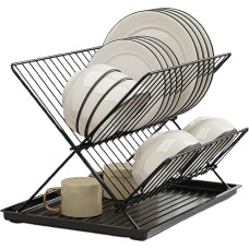 Kompaktiškas indų džiovintuvas, sulankstomas indų džiovintuvas, 2 pakopų stalviršio indų džiovintuvas, anglinio plieno/nerūdijančio plieno sulankstomas virtuvės indų džiovintuvas