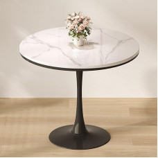 Šiuolaikinis virtuvinis stalas, aukštesnis stalas su kojine, kompaktiškas stalas, skirtas mažoms patalpoms, skirtas virtuvei, kambariui ar butui (stilius D, skersmuo 60 cm / 23,6 colio)