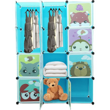 Vaikiška spinta su 12 laikymo vietų, keturių sluoksnių kūdikių spinta su durelėmis, tinkama drabužiams, batams, vonios kambario aksesuarams, žaislams