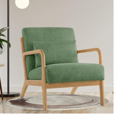 Accent Chair with Cushion, Comfortable Armrest Chair, Upholstered Chair with Wooden Frame and Armrests, Lounge Chair, Reading Chair, Relaxing Chair for Living Room, Bedroom & Small Rooms