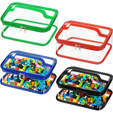 4 Stück Spielzeug-Aufbewahrungstaschen, transparente PVC-Organisationstaschen, Aufbewahrung für Kinder, Spielzeugbehälter mit Reißverschluss, mit Griff, wiederverwendbar, wasserdicht