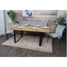 HWC-K16 Valgomojo kambario 2 kėdžių ir suolo komplektas Valgomojo kambario komplektas Velvet Metal Light Grey