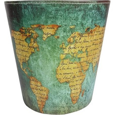 Emartbuy Audinys PU oda Popieriaus PIN Wheelie Bin Retro Vintage Cool Quirky Namų biuras - Pasaulio žemėlapis
