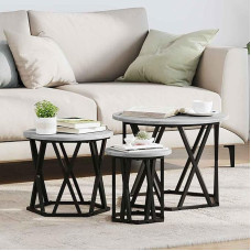 Gecheer Nesting Beistelltisch 3 pcs Graues Sonoma, Sofatische Couchtische Side Tables for Wohnzimmer Loft-Apartment Homeoffice Balkon868258