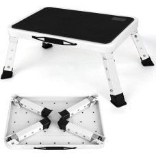 Sulankstoma laiptelinė taburetė su 3 reguliuojamo aukščio lygiais, laiptelinės kopėčios su 10 x 15 colių neslystančia platforma, sulankstoma viena laiptelinė taburetė, idealiai tinkanti virtuvei, vonios kambariui, kemperiui, stovyklavietei, biurui, svetai