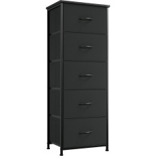 Somdot komoda su stalčiais iš audinio miegamajam, komoda prieškambario prieškambario komodos stalčių spintelė sandėliavimo spintelė audinio komoda 5 audinio stalčiai juodi