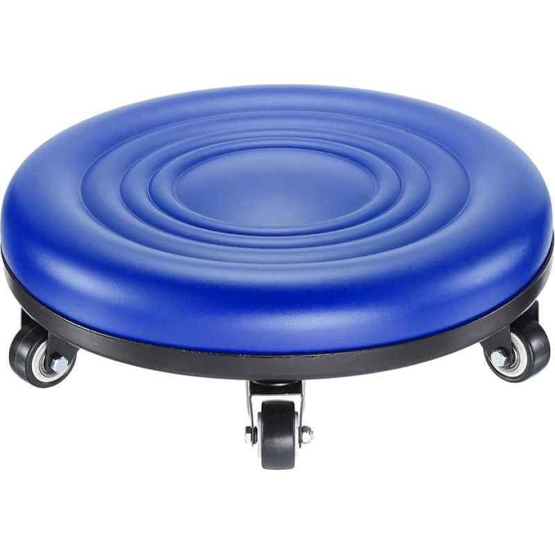 PATIKIL Žemas riedėjimo sėdynės riedėjimo taburetės kėdė PU odos riedėjimo taburetės sėdynės, skirtos namų biurui Fitneso apvali riedėjimo sėdynės taburetė (mėlyna)