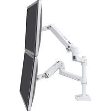 Ergotron 45-492-216 LX Dual Stacking Arm Aluminium Durable Steel Mounting Kit for 2 LCD Displays/Desktop Stand - White
