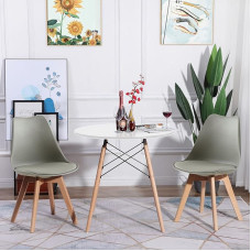 Round Dining Room Table with 2 Grey Chairs Dining Room Set for Dining Room Kitchen Living Room