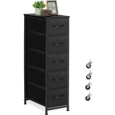 Shinoske Siaura komoda su 5 stalčiais Medžiagų laikymo komoda Komoda stalčių spintelės stalčių spinta miegamajam Svetainė Vaikų kambarys Prieškambaris Metalinis rėmas Juoda