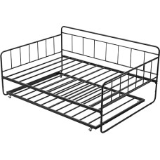 VEVOR pilno dydžio dienos lovos rėmas, dienos lova su lagaminais, platformos lovos rėmo sofos lova (400 svarų apkrovos pajėgumas) su metalinių skersinių atrama svetainei, miegamajam, svečių kambariui, juoda