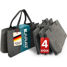 KARAT Felt Bag Shopper Wood Basket for Firewood, Robust Shopping Bag Made of Felt Universal Use Felt Basket with Handles 50 x 25 x 25 cm, Grey 30 L Volume (Conny), charcoal, felt tote