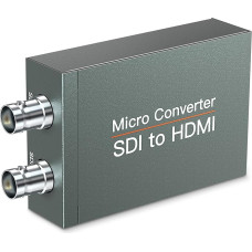 SDI į HDMI keitiklis su SDI kilpos išvestimi, SDI į HDMI, automatinis 3G-SDI, HD-SDI, SD-SDI signalų formato atpažinimas ir rodymas HDMI ekrane