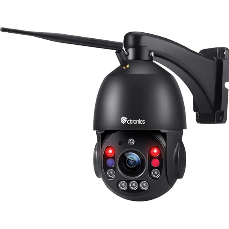 30 x Optical Zoom 5MP PTZ Surveillance Camera Outdoor WiFi, ctronics Dome IP Camera Outdoor, 150 m Night Vision, Person Detection, Automatic Tracking, Supports SD Card, IP66, Black (Black)