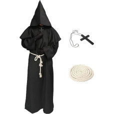 Xinlong Halloween Monk Robe Kunigas kostiumas Vyrų Cosplay Monk kostiumas Viduramžių Renesanso Hooded Monk kostiumas