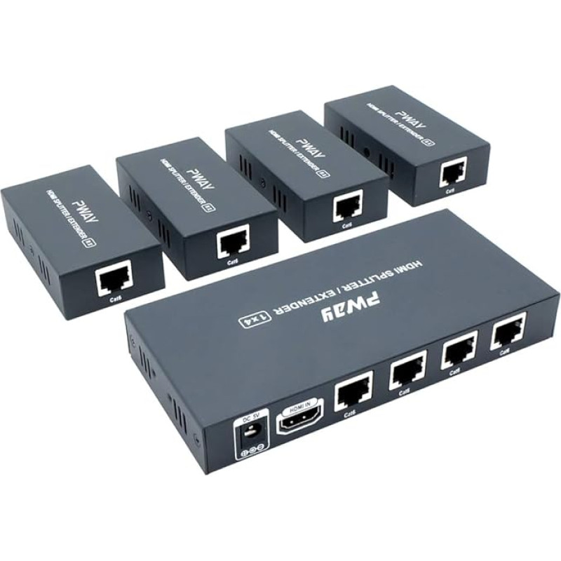 PW-HT226P4(POC) 1X4 prievadų HDMI plėstuvas Splitter Ultra HD 1080P be vėlavimo 165 pėdų (50 m) per CAT5/5e/6/7 kabelį