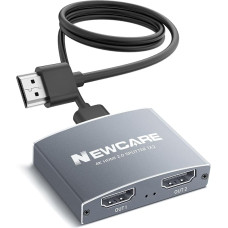 NEWCARE HDMI skirstytuvas 1 in 2 Out (tik veidrodis, ne išplėtimas), 4K @ 60Hz HDMI skirstytuvas nuo 1 iki 2 su 1,2 m greitaeigiu kabeliu, HDMI skirstytuvas 2 monitoriams vienu metu, skirtas 