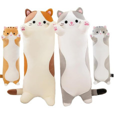 AMOZO Cat Cuddly Toys, Cute Long Cat Plush Toys, Cute Soft Cat Stuffed Toys, Plush Cushion Toy for Girls and Children (Grey, 130 cm)